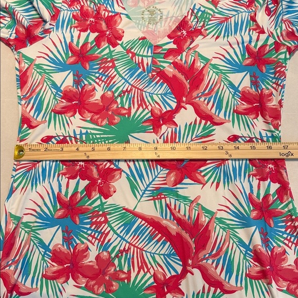 Banana Boat UPF 50+ Women's V-Neck Printed Sleeve Dress Floral Dress Size Medium - Picture 5 of 10